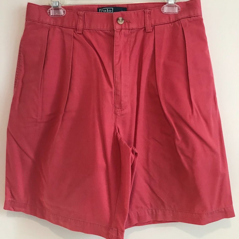 Polo by Ralph Lauren Tyler Short red 32" waist 9" inseam pleated
